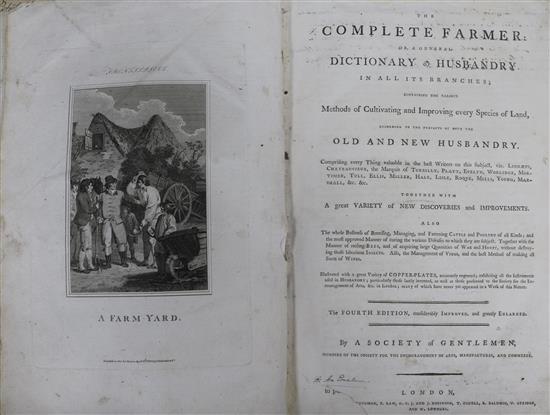 The Complete Farmer: or a General Dictionary of Husbandry, 4th edition, folio, old calf, front board